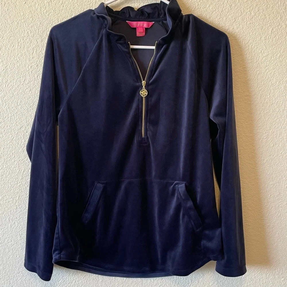 LILLY PULITZER Jayla Velour Ruffle Zip Jacket - Picture 2 of 6